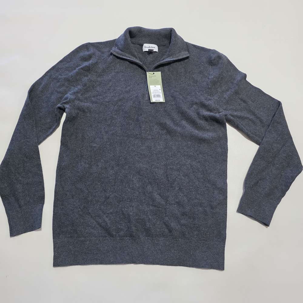 Goodfellow & Co Men's Charcoal Zip-Up Sweater, Size M.